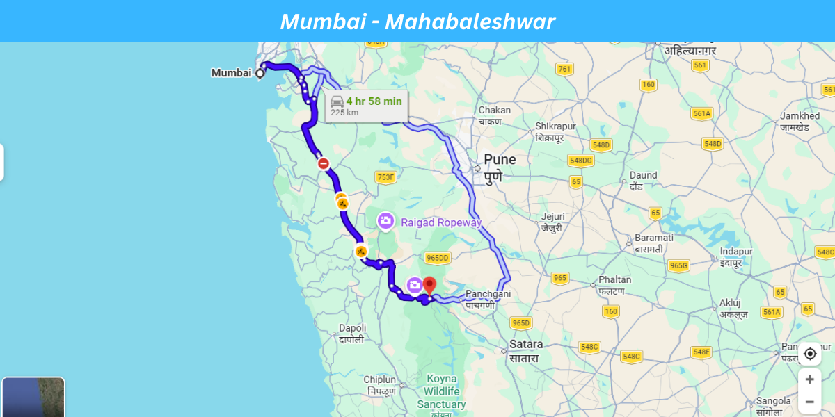 Mumbai to Mahabaleshwar Route Map