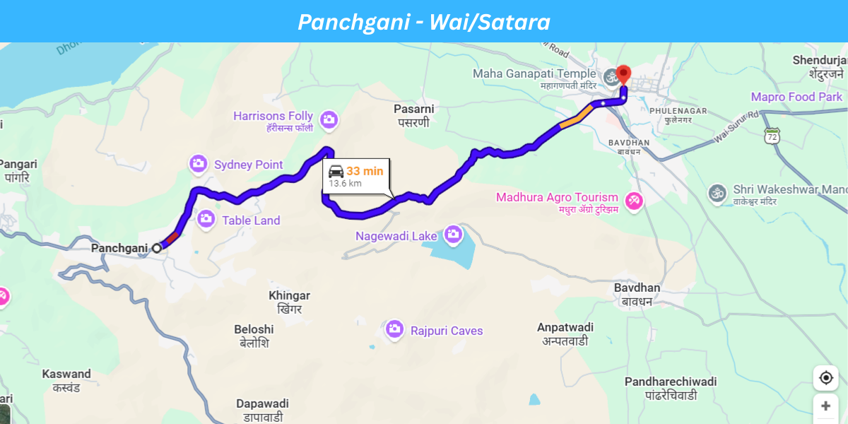 Panchgani to Wai Route